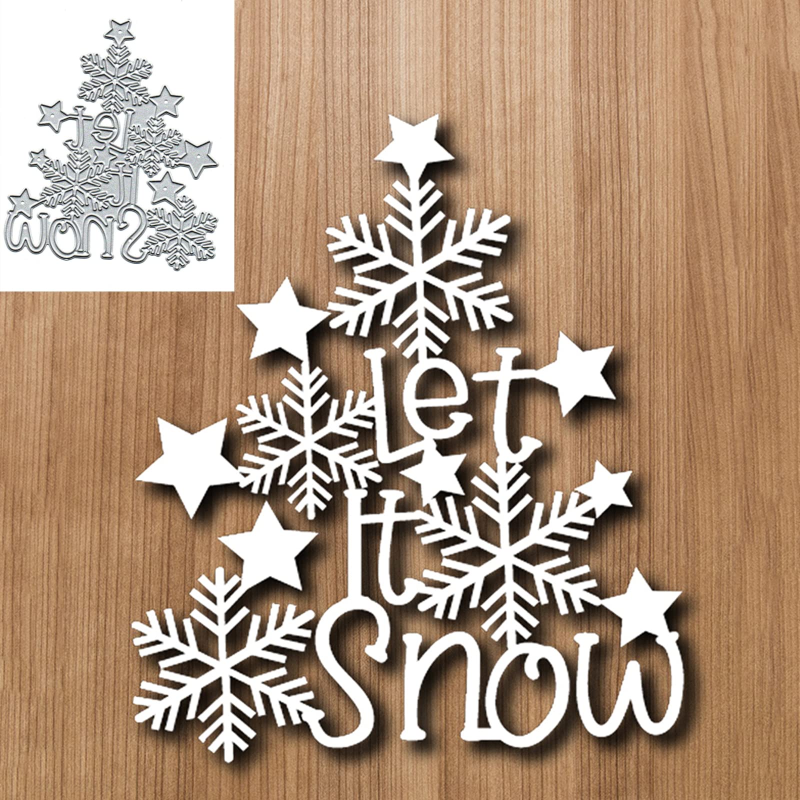Fclily@JJ Vintage Snowflake Christmas Tree Metal Die Cuts, Merry Christmas Tree Cutting Dies Cut Stencils for DIY Scrapbooking Decorative Embossing Paper Scrapbooking Card Making, Silver