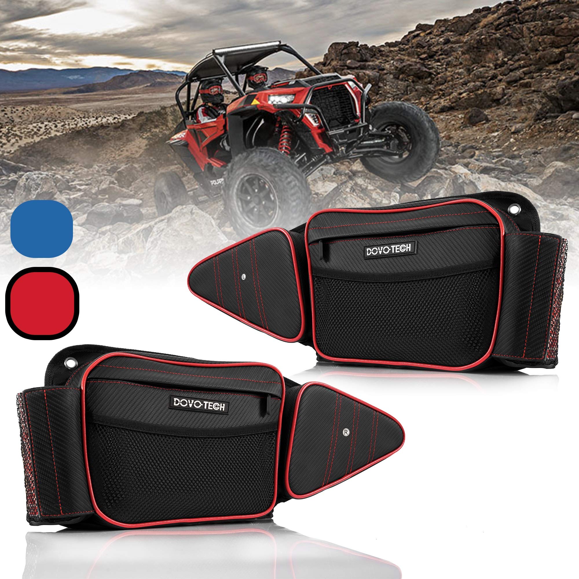 DOVOTECH RZR Door Bags, Storage Bags for Front Left and Right RZR Side Door- Water Repellent Zipper Design Compatible with 2014-2023 Polaris RZR XP 1000 Turbo 900XC S900