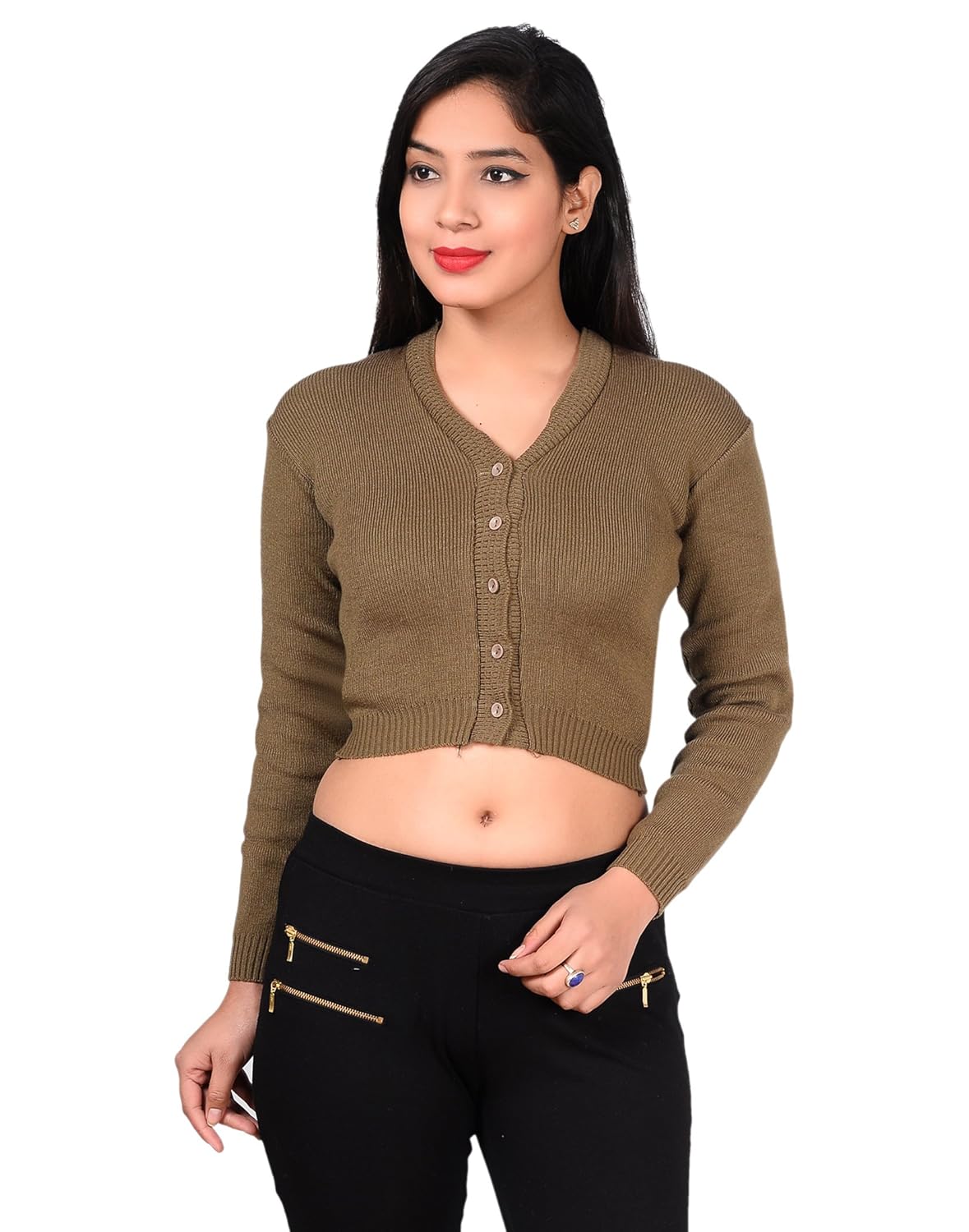 malvina women's high quality winter warm woollen saree blouse long sleeves sweater