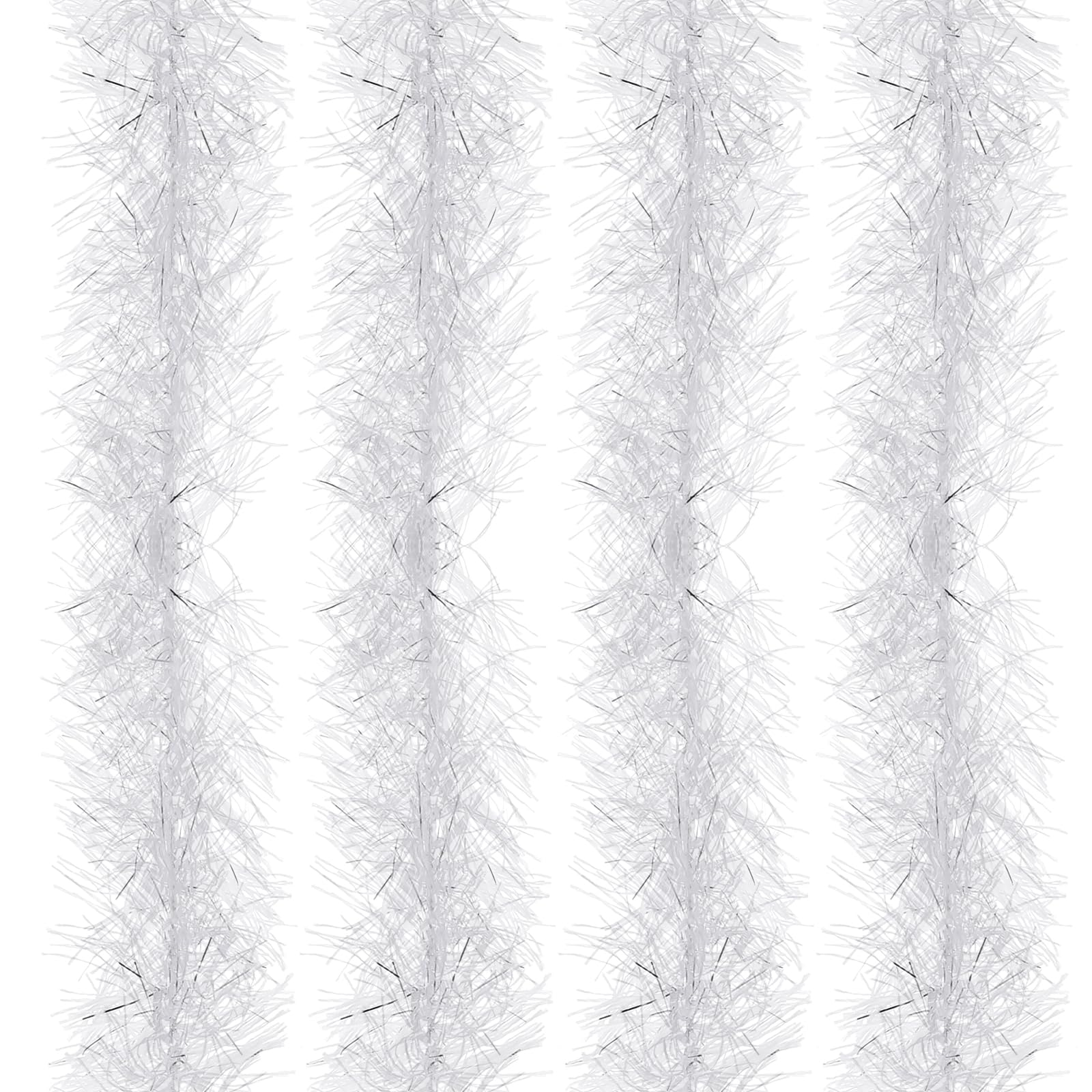 PATIKIL 5Ft Feather Boa, 4 Pcs Artificial Fluffy Feather Boas Party Decorations for DIY Crafts, Wedding Costume, Christmas, Concert, Halloween, Home Decor, White