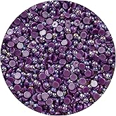 1500pcs 4mm Half Pearl Dark Purple AB Flatback Beads for Crafts DIY Round Plastic Half Flat Back Pearls Loose Bead for Cup Shoes Wedding Dress Decoration Nail Art