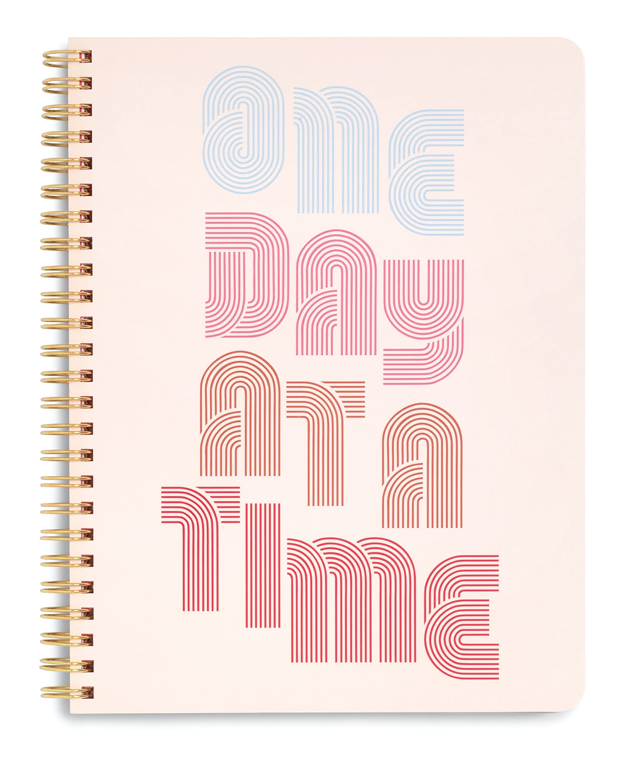 ban.do Rough Draft Mini Spiral Notebook with Saying, Small Journal Notebook with Pockets and 160 Lined Pages, One Day at a Time