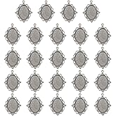 uxcell Pendant Tray Kit, Oval Blank Bezel Pendant Tray Base Connector Settings for Photo Charm Jewelry Making DIY Crafts