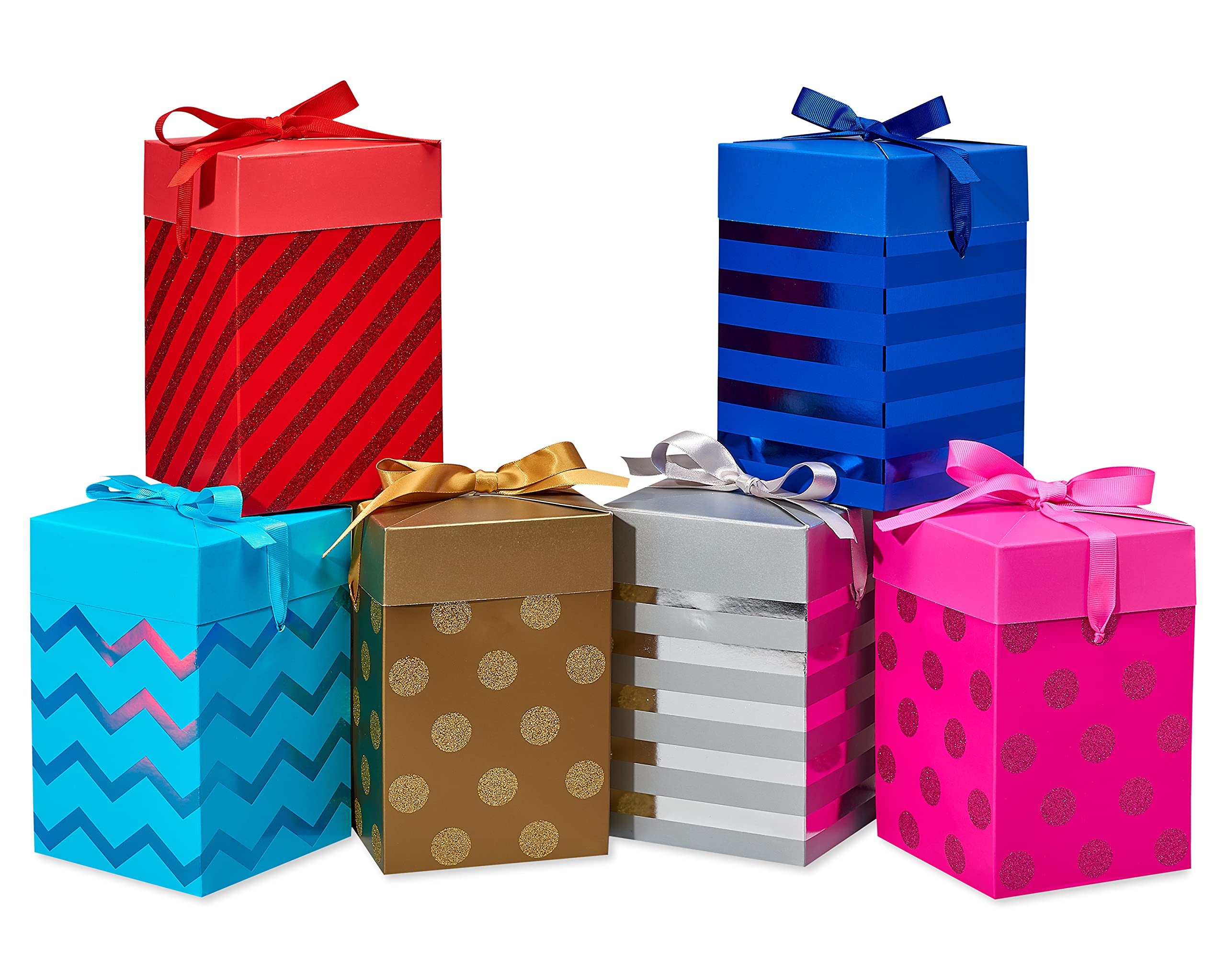 American Greetings Push Down Gift Boxes Multi Coloured with Designs (6 Boxes)