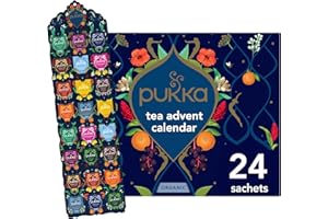 Pukka Advent Calendar Organic Tea Sampler, Selection of 24 Delightful Black & Green Tea Infusions, Christmas Gift for Tea Lovers, 100% Organic