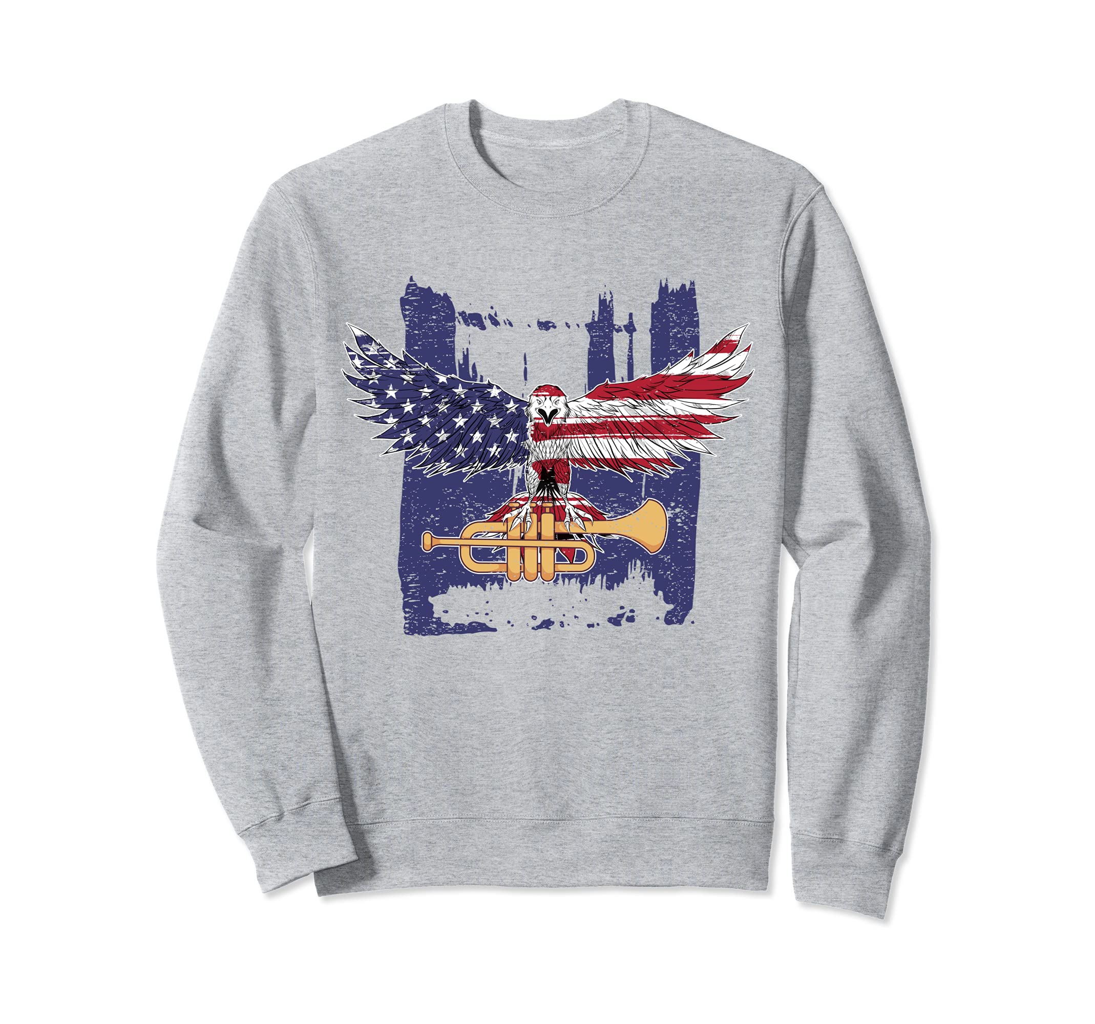 Patriotic Trumpet Player US American Flag Eagle Trumpeter Sweatshirt
