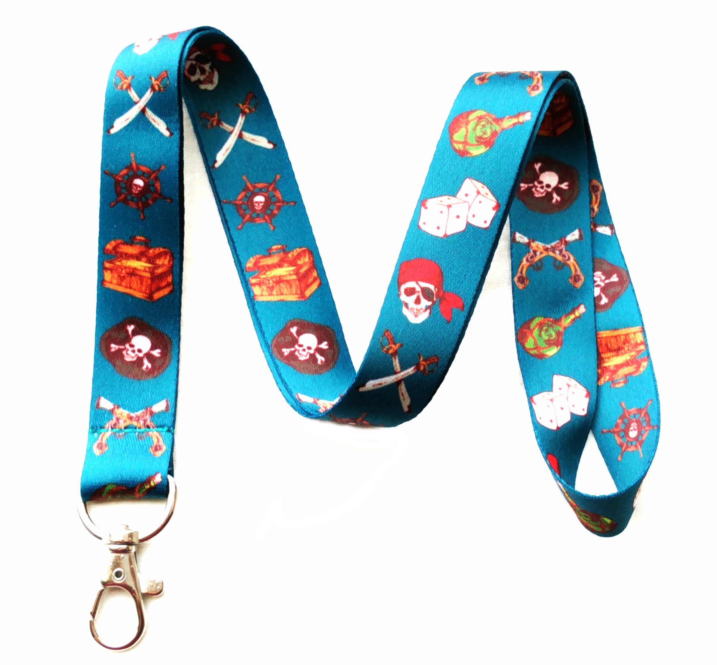 Skull Themed Lanyard Key Chain Id Badge Holder (Pirates)