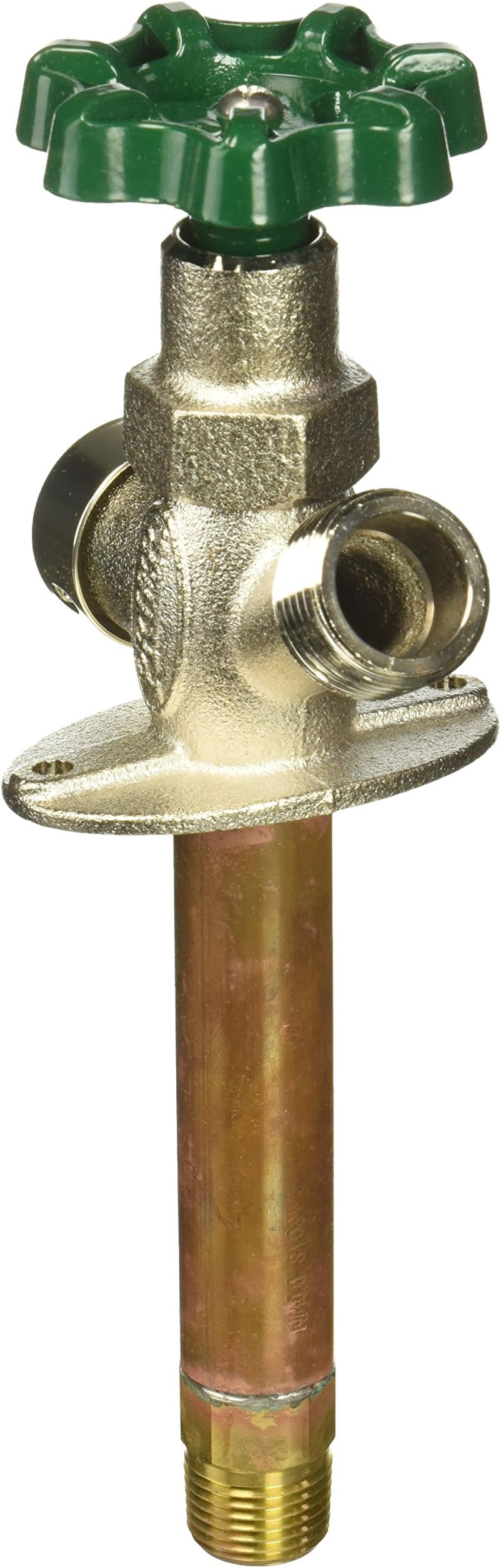PrierC-144D04 4" Anti-Siphon, Full Turn Wall Hydrant, 1/2 in. Inlet MPT x SWT Freezeless, Satin Nickel, 4 Inch