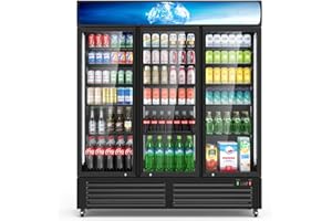 Cintva Commercial Refrigerators Three Door 56 Cu Ft, Commercial Drink Fridge Glass Door, Display Refrigerator with Built-in LED Light for Shop,Restaurant,Bar