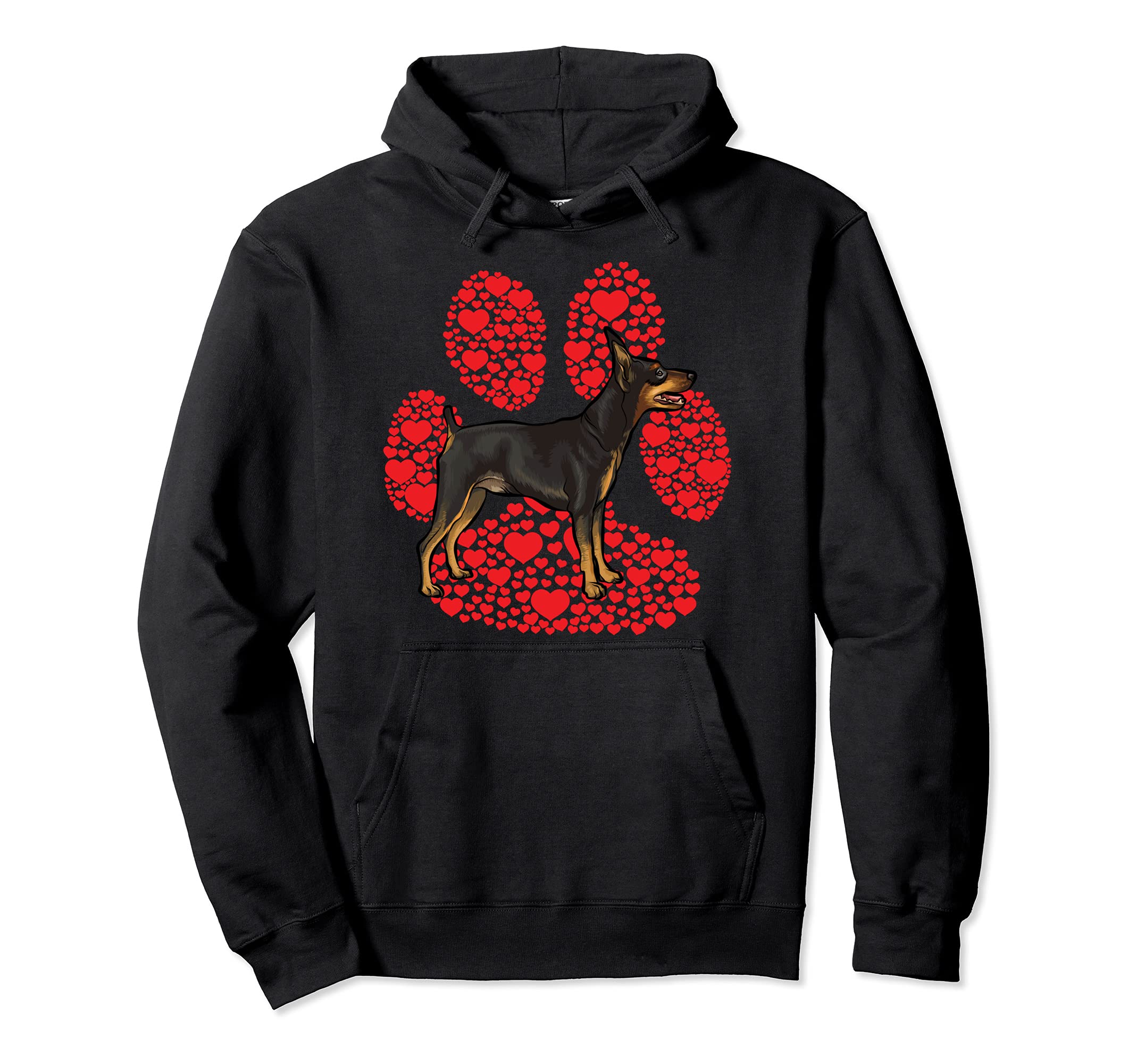 Miniature Pinscher Valentines Day Dog Love Paw Pullover Hoodie