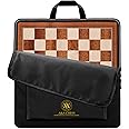 A&A 17.25" Professional Wooden Chess Board with Storage Bag/Mahogany & Maple Inlaid / 1.75" Squares w/o Notation