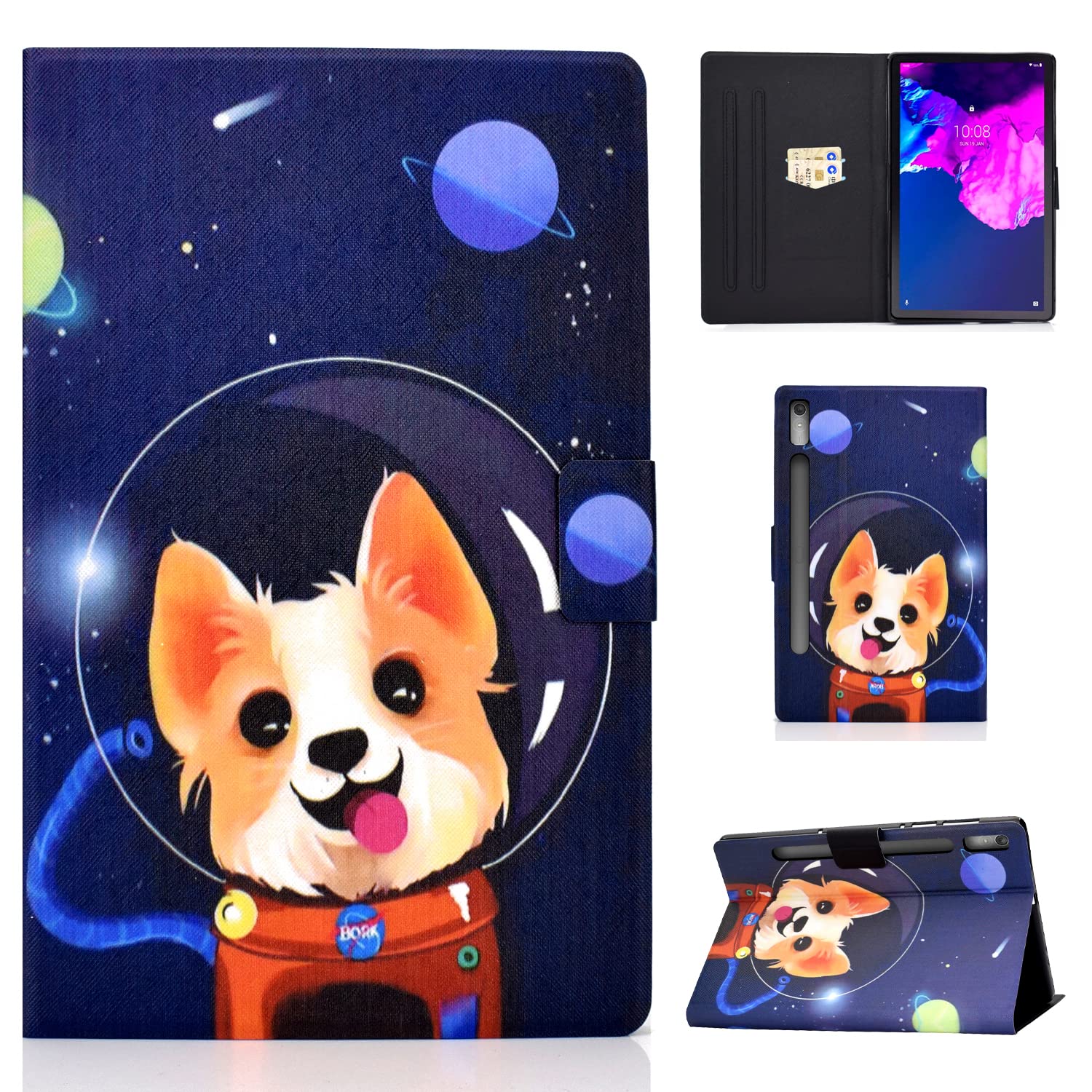 Auslbin Lenovo Tab P11 (2nd Gen) 11.5" Tablet Case, Printed Pu Leather Tablet Cover with Auto Sleep/Wake Function for Lenovo Tab P11 Gen 2, Space Dog