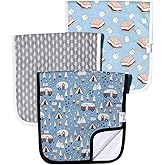 Copper Pearl Premium Baby Burp Cloths - 3-Pack Large Cotton Burp Cloths, Extra Soft Spit Up Rags with 3 Absorbent Layers, Perfect for Baby Boy Gifts (21" x 10" Size, Bridger Set)