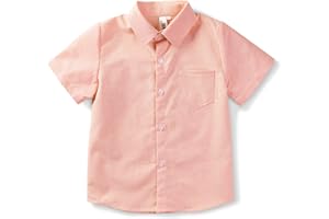 OCHENTA Boys Short Sleeve Button Down Oxford Dress Shirts Summer Casual Clothes 2T - 11 Years