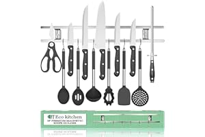 Magnetic Knife Holder for Wall - Stainless Steel Knife Magnetic Strip 18 Inch - Wall Knife Magnet Bar Rack with Hooks for Kit