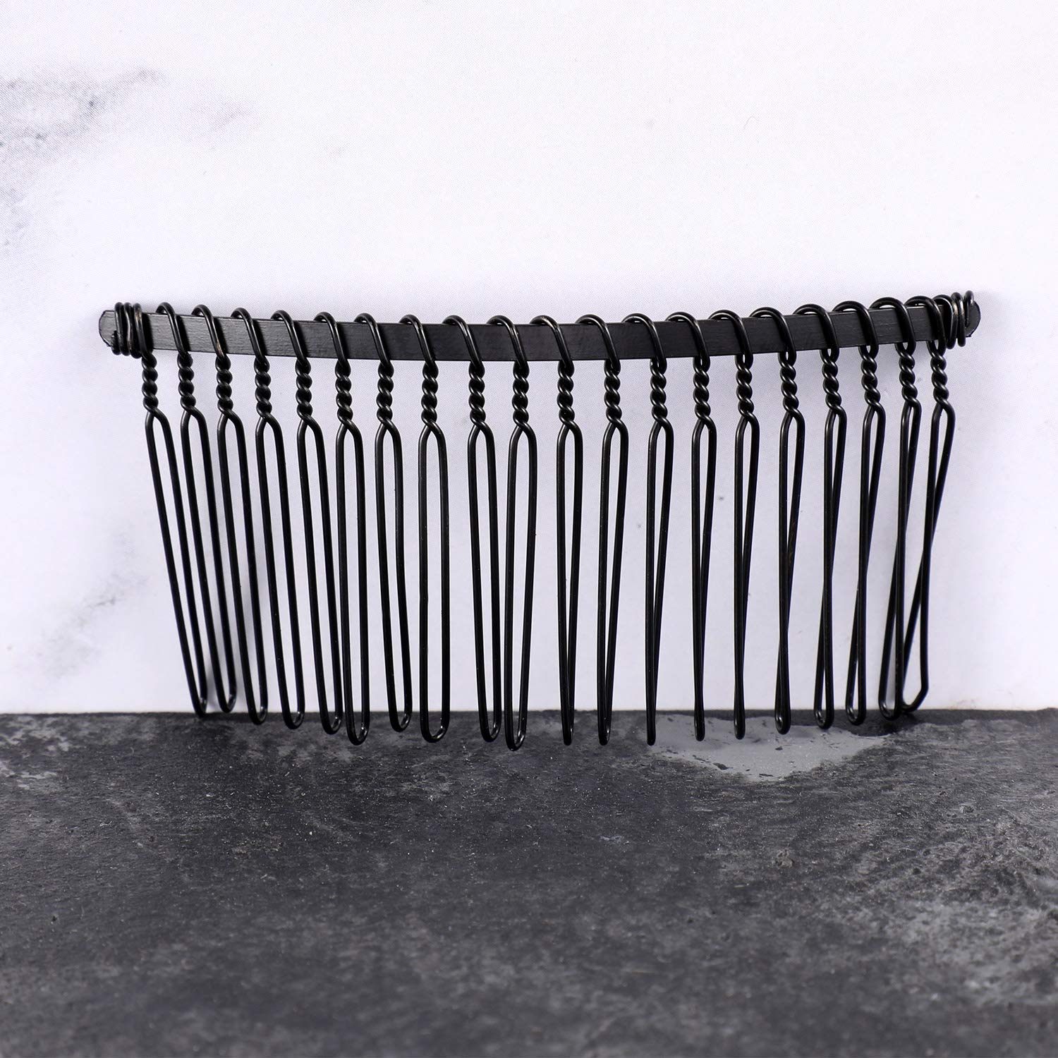 5 Pieces 20 Teeth Hair Clip Combs Metal Wire Hair Combs Wire Twist Bridal Wedding Veil Combs (Black) : Beauty