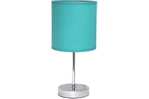 Simple Designs LT2007-BLU Mini Basic Chrome Table Lamp with Shade, Blue