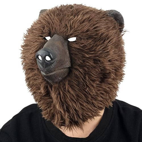 AQKILO Brown Bear Mask Plush Animal Latex Full Head Realistic Masks ...