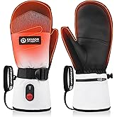 Heated Mittens for Men Women Upgraded 7.4V 3000mAh Battery Ski Gloves, Fast Charging Electric Waterproof, Touchscreen Warm Winter Gloves for Outdoor Skiing, Hiking, Snowboarding, Camping