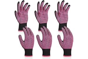 Geyoga 6 Pieces Heat Resistant Gloves for Hair Styling with Silicone Bumps, Curling Wand Heat Blocking Proof Flat Iron Gloves