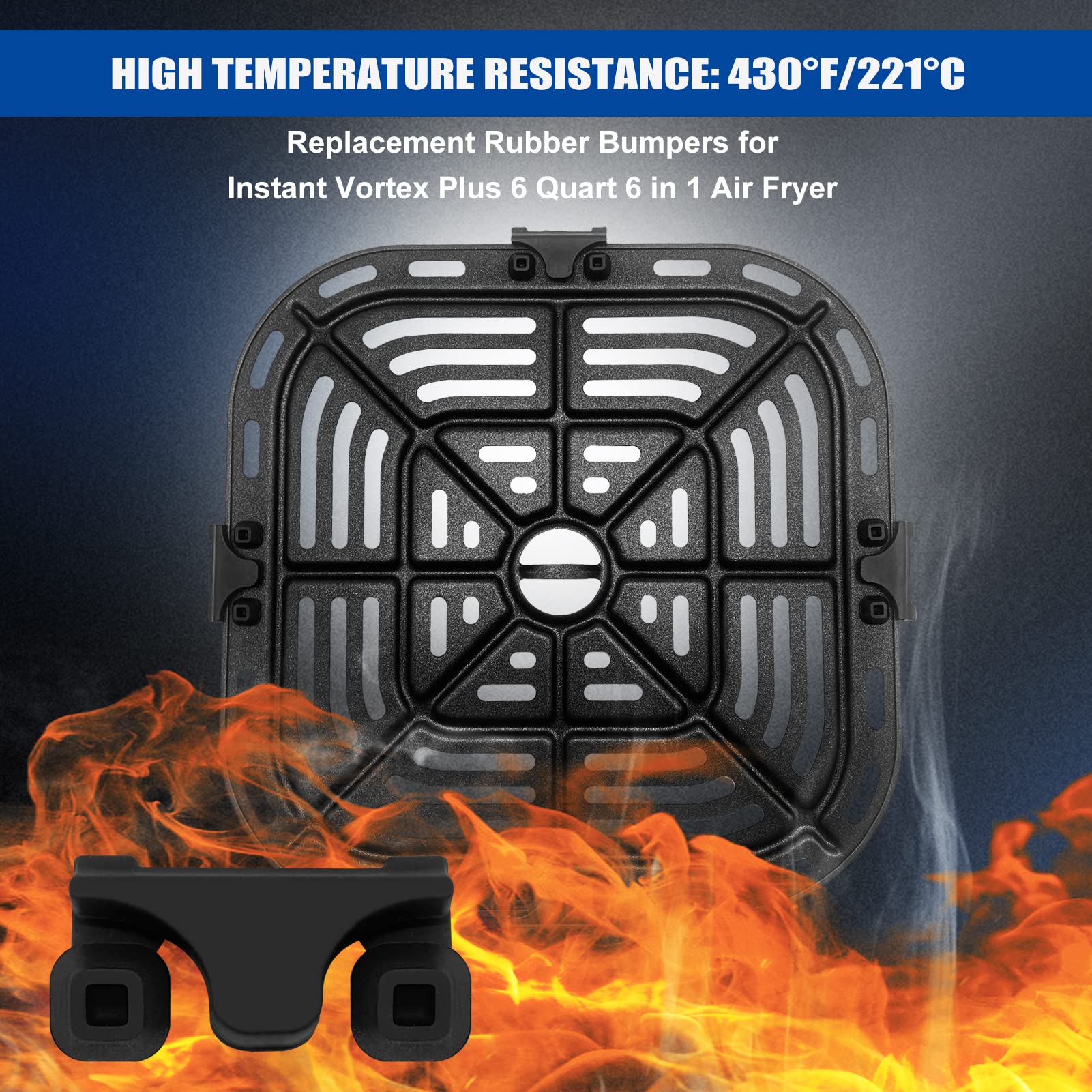Air Fryer Rubber Bumpers, 4 Packs Replacement Parts for Instant Vortex Gourmia Cosori and other Air Fryers, Air Fryer Accessories Silicone Protective Feet Tips Tabs to Prevent Basket Damage