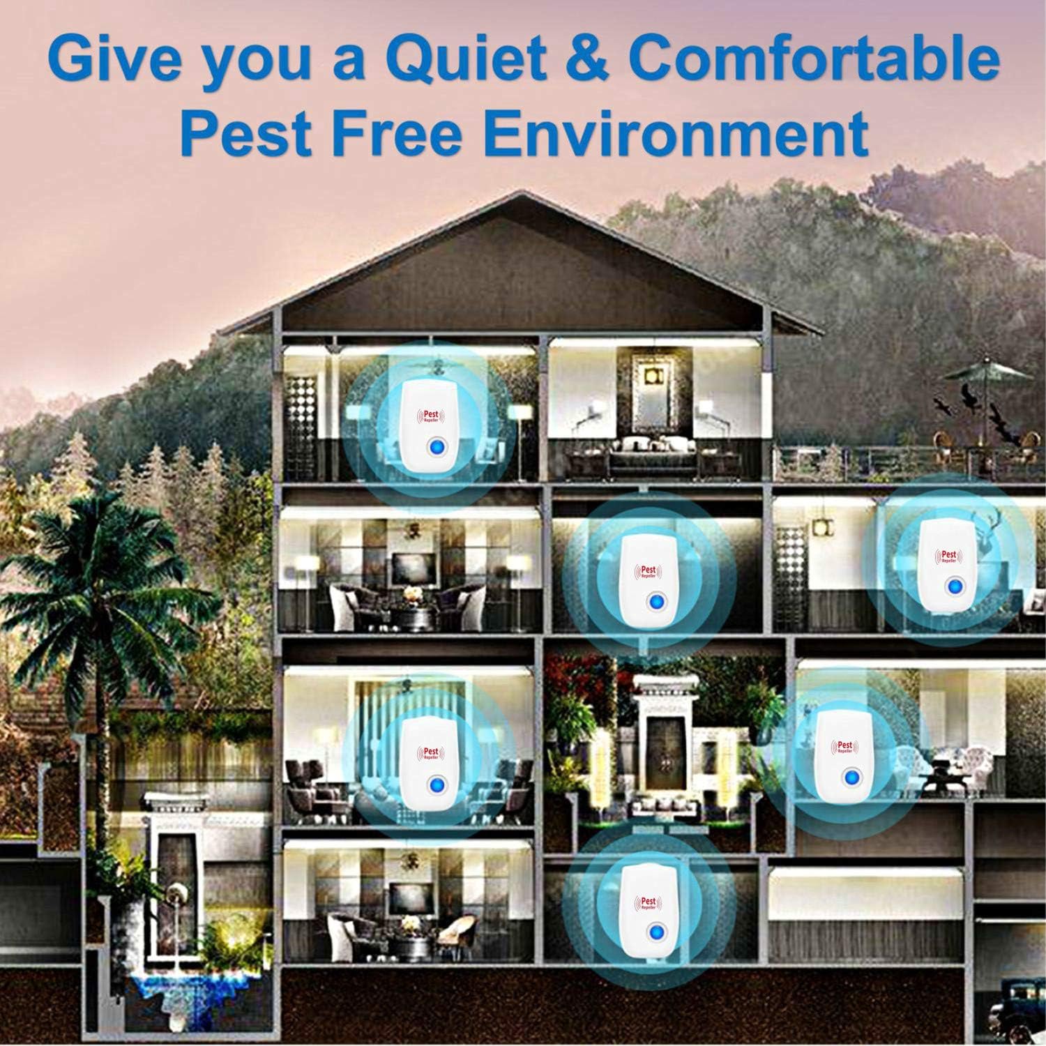 Merratric Ultrasonic Pest Repeller 6 Pack Electronic Ultrasonic Pest Repellent Indoor Plug in Pest Control Ultrasonic Repellent for Mice Cockroach Spider Ant Mosquito Bug Insect : Garden & Outdoor