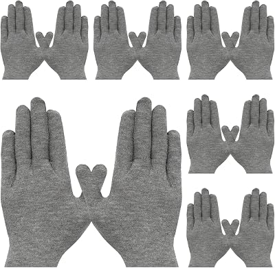 Cosymate Grey Cotton Gloves 12Pcs Soft Moisturizing Work Gloves Skin Friendly