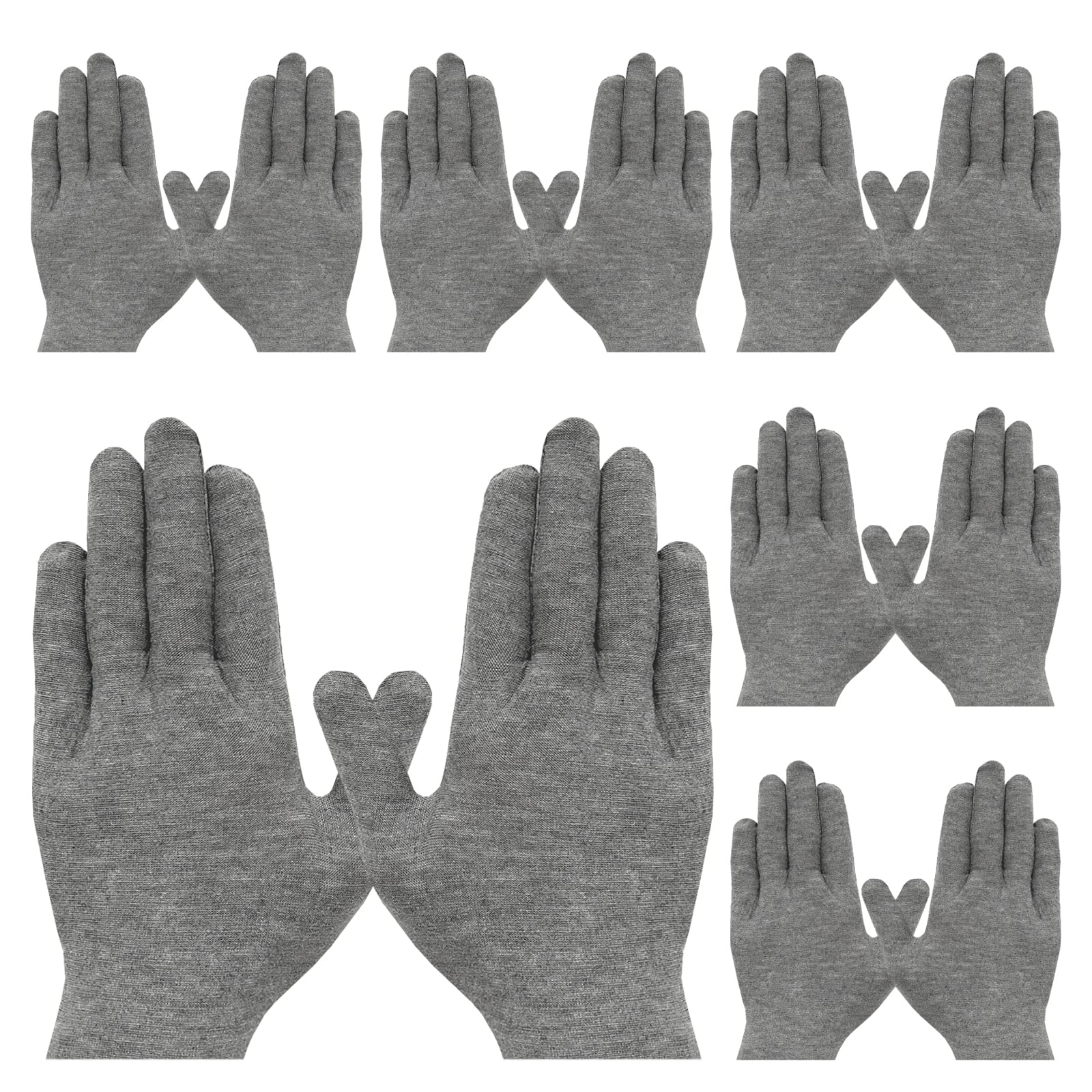 Cosymate Grey Cotton Gloves - 12 Pcs Soft Moisturizing Safety Work Gloves, Thickened Cotton Made, Skin Friendly for Jewelry Inspection, Archival Cleaning, Dry Hands