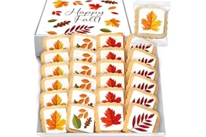 OMCOOKIE Fall Leaf Cookies Individually Wrapped Leaves themed Theme 24 Pack Bulk for Fall Time