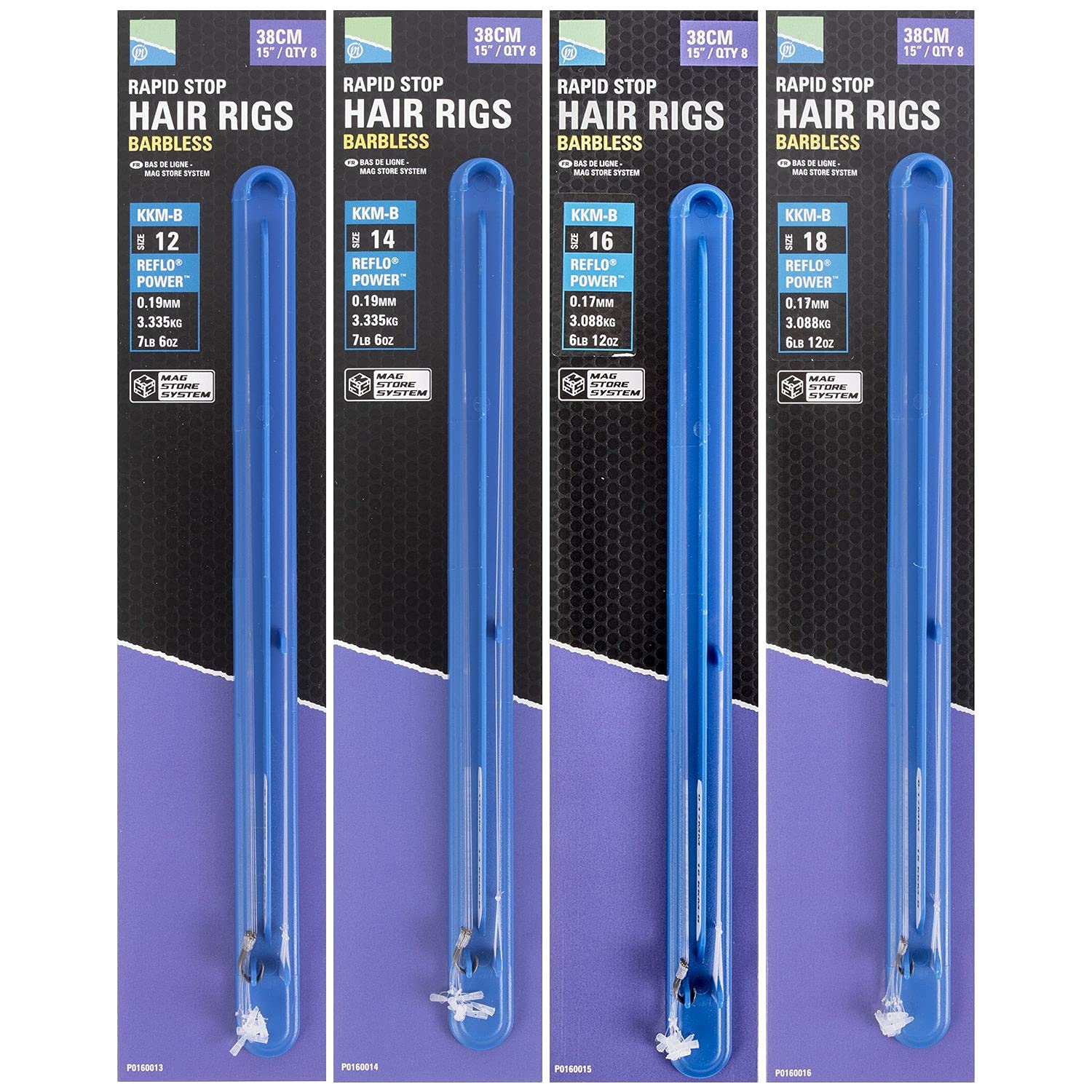 Preston Innovations Rapid Stop Hair Rigs Barbless 15" 38cm Qty 8 (Size 12 x1 Packet)