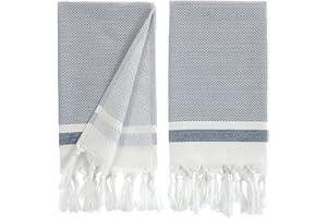 sea me at home Turkish Hand Towels for Bathroom, Kitchen Towels Decorative Set of 2, Luxury Turkish Cotton Dish Tea Towels 14 x 30 Inches for Bohemian, Rustic, and Farmhouse Decor (Navy)