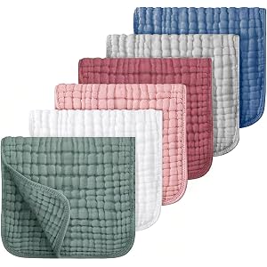 Burp Cloths 100% Cotton Muslin Baby Burp Cloths Soft Absorbent 10x20 inches for Baby Boy and Girl, Baby Registry Must Haves N