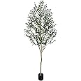 Phimos Artificial Olive Tree Tall Fake Potted Olive Silk Tree with Planter Large Faux Olive Branches and Fruits Artificial Tree for Modern Home Office Living Room Floor Decor Indoor (6.23FT)