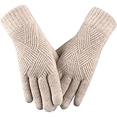 Bodvera Winter Gloves for Women Touch Screen Thermal Soft Lining Elastic Knit Warm Gloves for Cold Weather