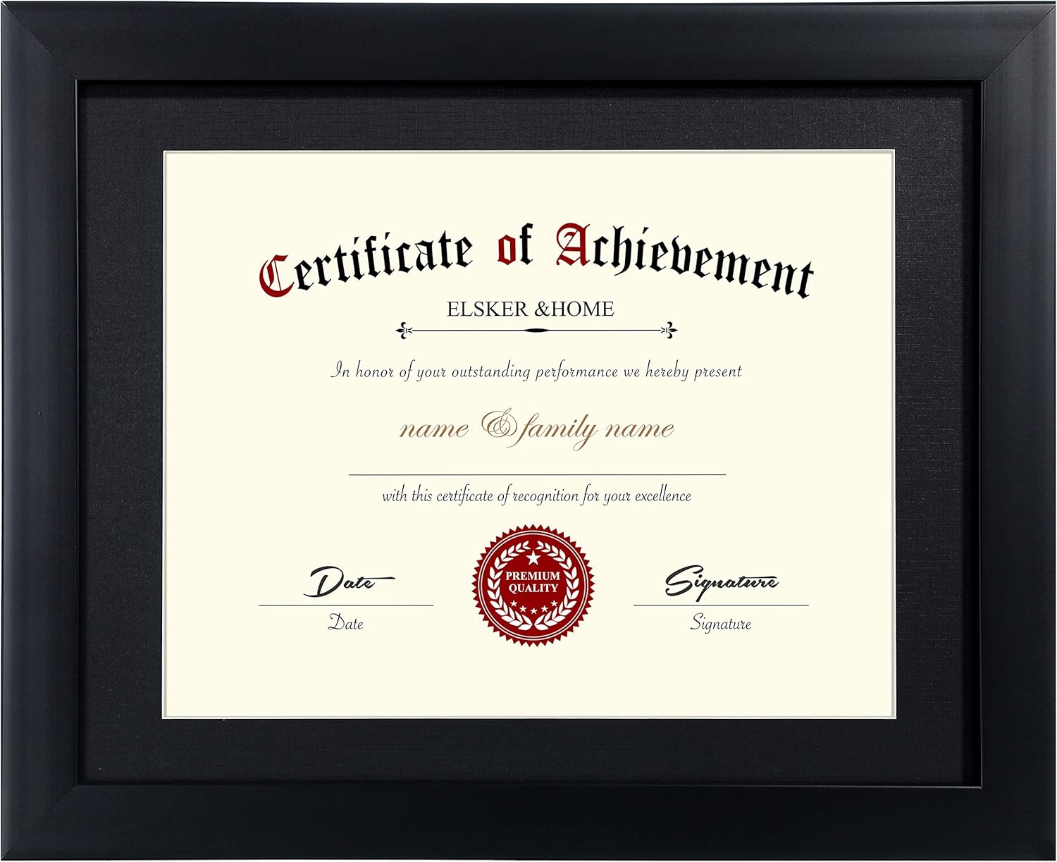 Photo Albums, Frames & Accessories - ELSKER&HOME Certificate Frames 8.5 x 11 Black, Fits Diploma 8.5 x 11 with Mat or 11x14 without Mat, Document Degree Picture Award Frame with Glass for Tabletop or Wall Display