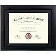 ELSKER&HOME Certificate Frames 8.5 x 11 Black, Fits Diploma 8.5 x 11 with Mat or 11x14 without Mat, Document Degree Picture Award Frame with Glass for Tabletop or Wall Display