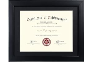 ELSKER&HOME Certificate Frames 8.5 x 11 Black, Fits Diploma 8.5 x 11 with Mat or 11x14 without Mat, Document Degree Picture Award Frame with Glass for Tabletop or Wall Display