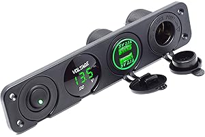 Cllena Dual USB Socket Charger 2.1A&2.1A + LED Voltmeter + 12V Power Outlet + ON-OFF Toggle Switch Four Functions Panel for C