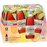 Tejava Black Tea Sampler, 12 ounce (12-Pack) Glass, Unsweetened, Peach, Raspberry and Pineapple-Mango, Ready-to-Drink Premium Iced Tea