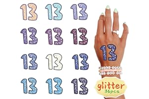 Tuoshei 36 Pcs Glitter Concert Merch,13 Temporary Tattoo,13 Tattoo, Hand tattoo, Star Temporary Tattoos, Concert Accessories for Singer Gifts