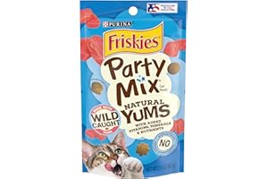 Purina Friskies Natural Cat Treats, Party Mix Natural Yums With Wild Tuna - (Pack of 10) 2.1 oz. Pouches
