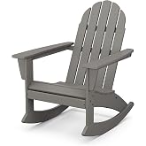 POLYWOOD Vineyard Rocking Chair Slate Grey - Heavy Duty HDPE Outdoor Patio Rocker - All-Season Composite Resin Furniture for Porch, Deck &amp; Garden - Classic American Made Design