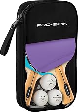 PRO-SPIN Table Tennis Bats 2-Player Set with Case 3 Balls Purple Blue view 2