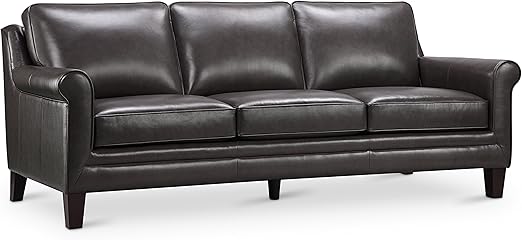 Amazon Com Oliver Pierce Clifton Leather Sofa Charcoal Kitchen
