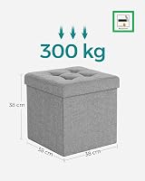Songmics Mazie Collection Storage Ottoman Cube 38 cm Light Grey LSF82GYX view 4