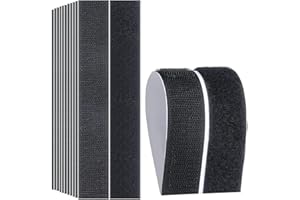 Hook Loop Strips with Adhesive - Melsan Industrial Strength Sticky Back Fasteners Hook and Loop Tape for Mounting, Hanging, or Organizing Items Indoors or Outdoors | Black, 12 Pairs 1x7 Inch