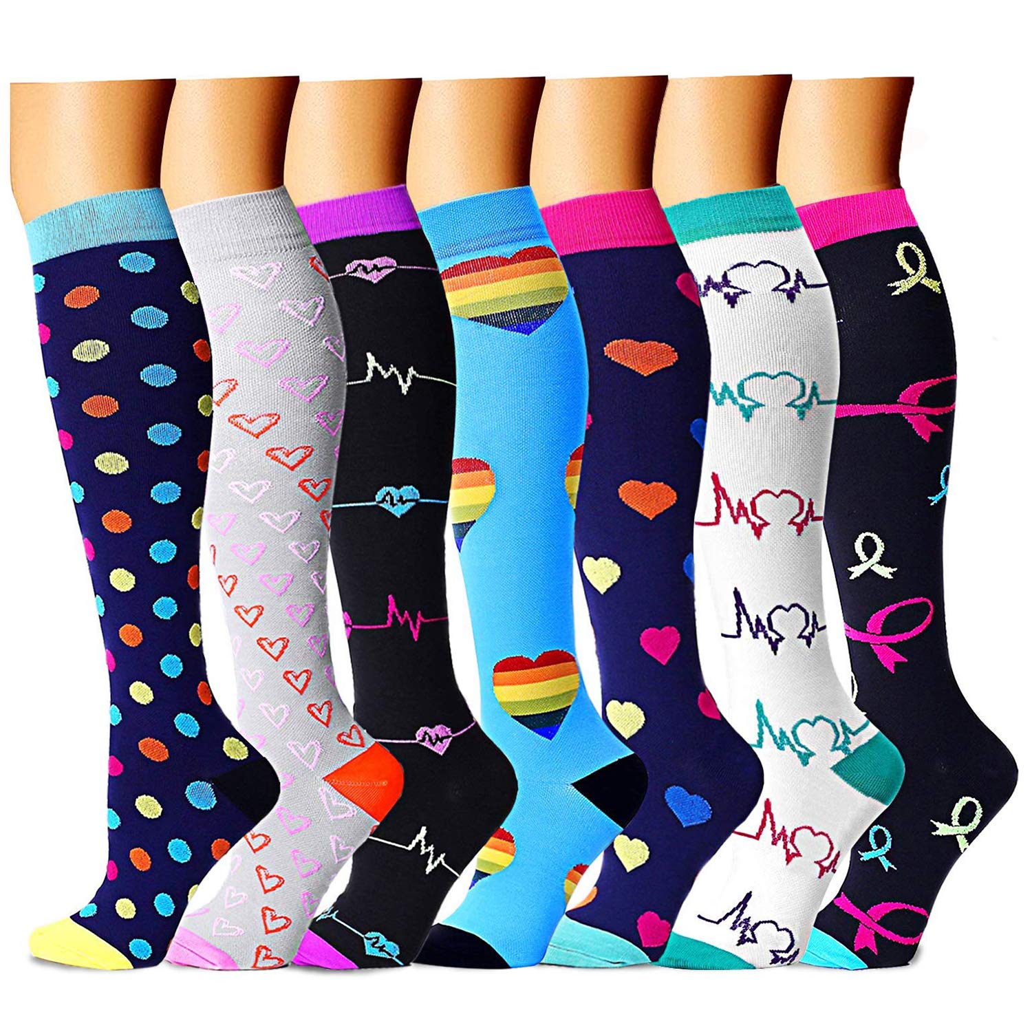 DRESHOW Compression Socks for Men & Women Best Support for Athletic Running Flight Travel Cycling