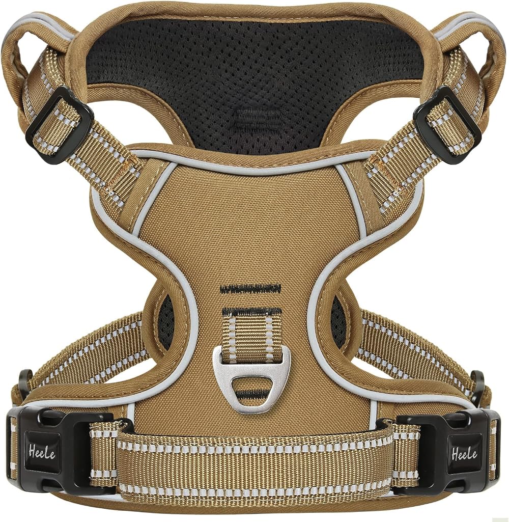 HEELE Dog Harness Small Adjustable No Pull Reflective with Handle Brown XS