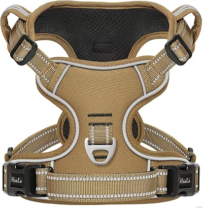 HEELE Dog Harness Small Adjustable No Pull Reflective with Handle Brown XS