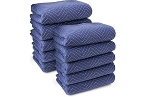 Sure-Max 10 Moving & Packing Blankets - Deluxe Pro - 80" x 72" (40 lb/dz weight) - Professional Quilted Shipping Furniture Pads Royal Blue